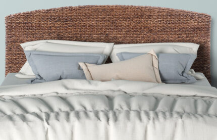 Brown Natural and Rustic Woven Banana Leaf Curved King Size Headboard - Image 5