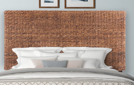 Brown Natural and Rustic Woven Banana Leaf Straight King Size Headboard - Image 5