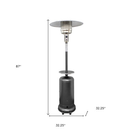 48000 BTU Silver Steel Propane Cylindrical Pole Standing Patio Heater - Image 6