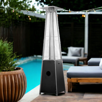 41000 BTU Black Steel Propane Triangular Pyramid Standing Patio Heater - Image 5