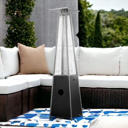 41000 BTU Black Steel Propane Triangular Pyramid Standing Patio Heater - Image 6