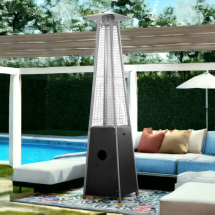 41000 BTU Black Steel Propane Triangular Pyramid Standing Patio Heater - Image 4