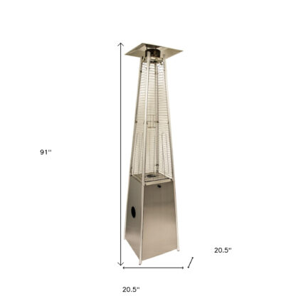 41000 BTU Silver Steel Propane Triangular Pyramid Standing Patio Heater - Image 6