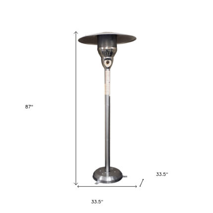 41000 BTU Silver Steel Natural Gas Cylindrical Pole Standing Patio Heater - Image 6