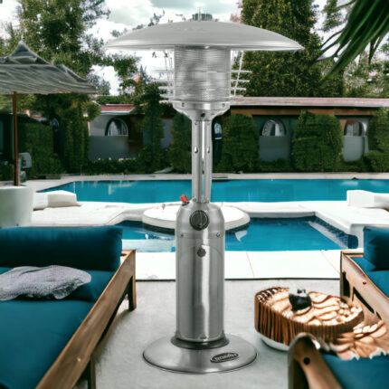 11000 BTU Silver Steel Propane Cylindrical Pole Tabletop Patio Heater - Image 6