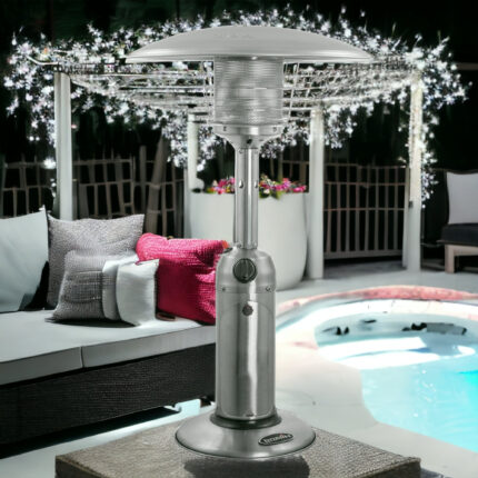 11000 BTU Silver Steel Propane Cylindrical Pole Tabletop Patio Heater - Image 4
