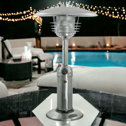 11000 BTU Silver Steel Propane Cylindrical Pole Tabletop Patio Heater - Image 3
