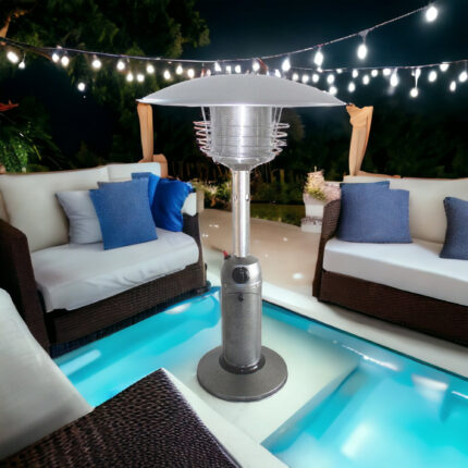 11000 BTU Silver Steel Propane Cylindrical Pole Tabletop Patio Heater - Image 3