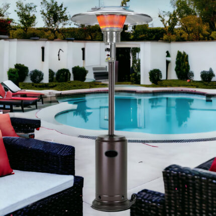 40000 BTU Bronze Steel Propane Cylindrical Pole Standing Patio Heater - Image 3
