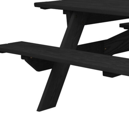Black Solid Wood Dining Set with Two Benches With Umbrella Hole - Image 5