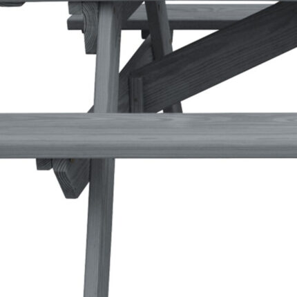 Gray Solid Wood Outdoor Picnic Table Umbrella Hole - Image 5