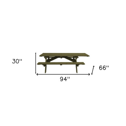 Green Solid Wood Outdoor Picnic Table Umbrella Hole - Image 5