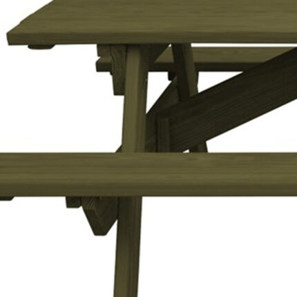 Green Solid Wood Outdoor Picnic Table Umbrella Hole - Image 4