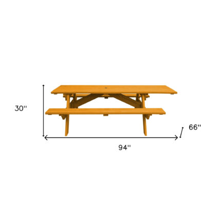 Natural Solid Wood Outdoor Picnic Table Umbrella Hole - Image 6