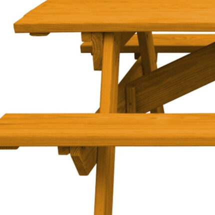Natural Solid Wood Outdoor Picnic Table Umbrella Hole - Image 5