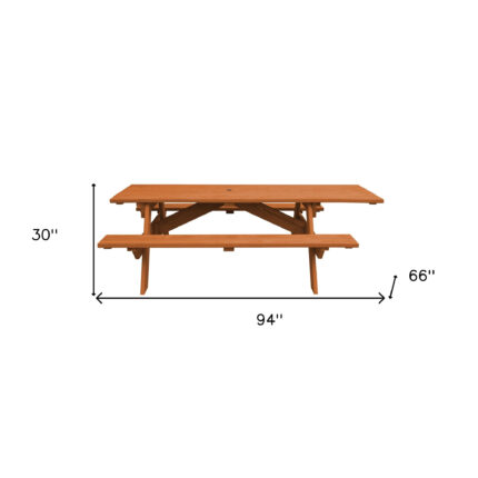 Cedar Chest Solid Wood Outdoor Picnic Table Umbrella Hole - Image 5