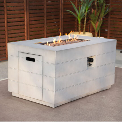 28" Gray Aluminum Natural gas Rectangular Fire pit table With Cover - Image 3