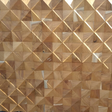 Brown 3D Embossed Diamond Teak Reclaimed Wood Decorative Wall Panels - Image 12