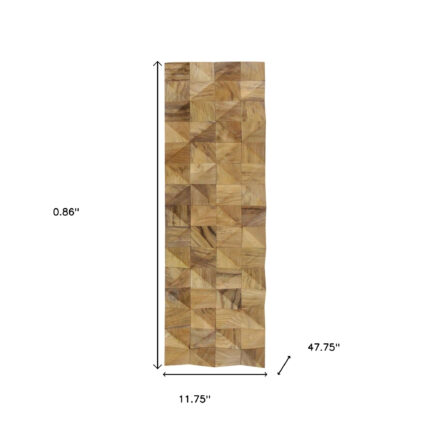 Brown 3D Embossed Diamond Teak Reclaimed Wood Decorative Wall Panels - Image 11