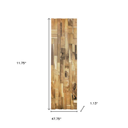 Brown 3D Embossed Abstract Teak Reclaimed Wood Decorative Wall Panels - Image 9