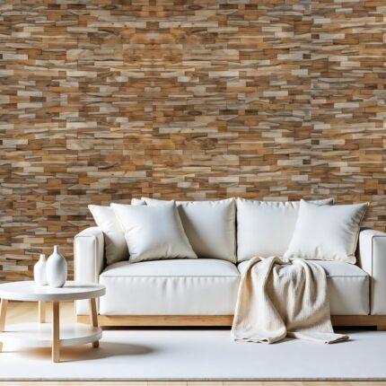 Brown 3D Embossed Abstract Brushed Teak Reclaimed Wood Decorative Wall Panels - Image 4