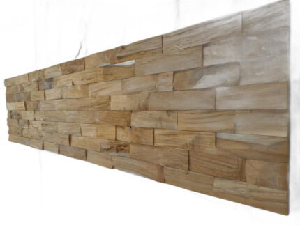 Brown 3D Embossed Abstract Brushed Teak Reclaimed Wood Decorative Wall Panels - Image 6