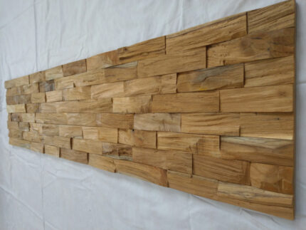 Brown 3D Embossed Abstract Brushed Teak Reclaimed Wood Decorative Wall Panels - Image 10
