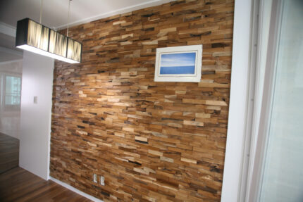Brown 3D Embossed Abstract Brushed Teak Reclaimed Wood Decorative Wall Panels - Image 12