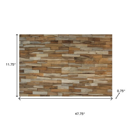 Brown 3D Embossed Abstract Brushed Teak Reclaimed Wood Decorative Wall Panels - Image 15