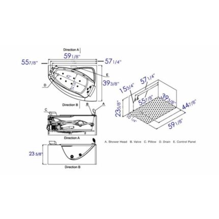 EAGO AM198ETL-L 5 ft Clear Rounded Left Corner Acrylic Whirlpool Bathtub - Image 6