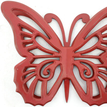23" X 19" X 4" Red Rustic Butterfly Wooden Wall Decor - Image 4