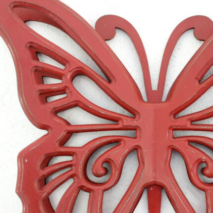 23" X 19" X 4" Red Rustic Butterfly Wooden Wall Decor - Image 5