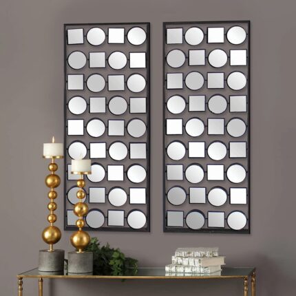Set of Two 30" X 12" Bronze Mirrored Metal Abstract Wall Decor - Image 4