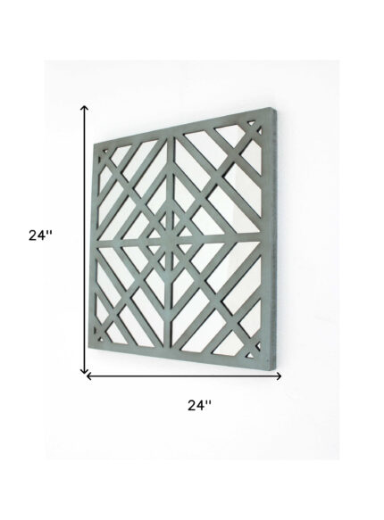 24" X 24" X 1" Blue Mirrored Square Wooden  Wall Decor - Image 5