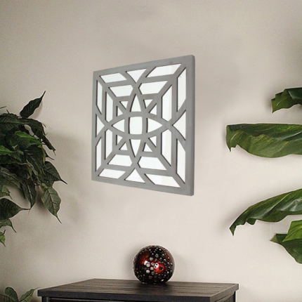 24" X 24" X 1" Gray Mirrored Square Wooden  Wall Decor - Image 5