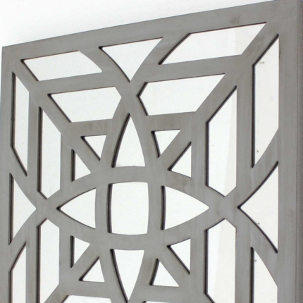 24" X 24" X 1" Gray Mirrored Square Wooden  Wall Decor - Image 3