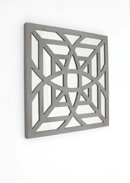 24" X 24" X 1" Gray Mirrored Square Wooden  Wall Decor - Image 4