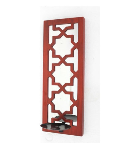 17" X 5" X 6" Red, Wooden Cross - Candle Holder Sconce - Image 1