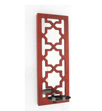 17" X 5" X 6" Red, Wooden Cross - Candle Holder Sconce - Image 3
