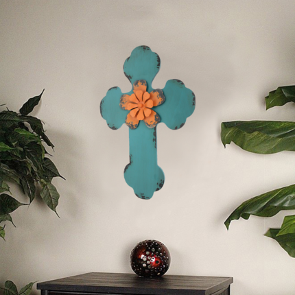Blue Wood Hanging Dimensional Sculpture - Image 4
