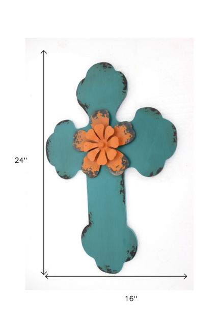 Blue Wood Hanging Dimensional Sculpture - Image 5
