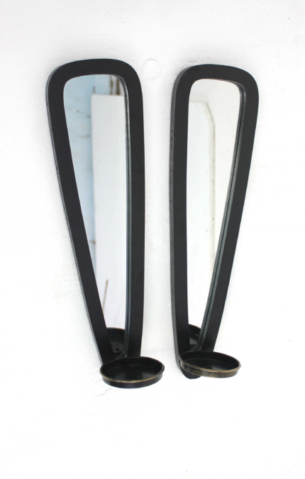 5 X 5.75 X 20.5 Black Wooden - Candle Holder Sconce Set - Image 3