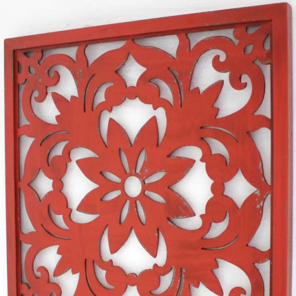 Red Flower Wood Hanging Dimensional Sculpture - Image 5
