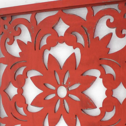Red Flower Wood Hanging Dimensional Sculpture - Image 6