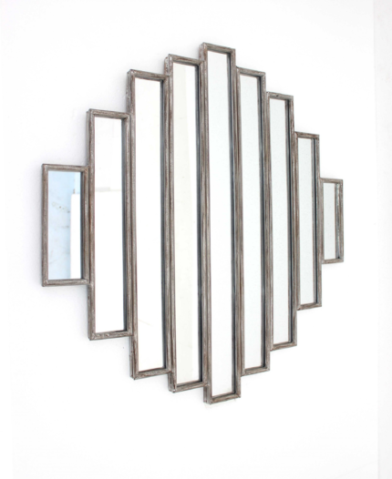 36" X 36" X 2" Silver Rustic Multi Mirrored Wall Sculpture - Image 3
