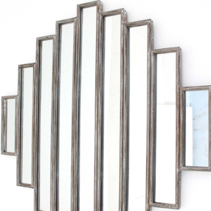 36" X 36" X 2" Silver Rustic Multi Mirrored Wall Sculpture - Image 4