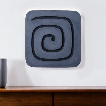19" X 19" Gray and Black Geometric Sandstone Hanging Dimensional Sculpture - Image 1