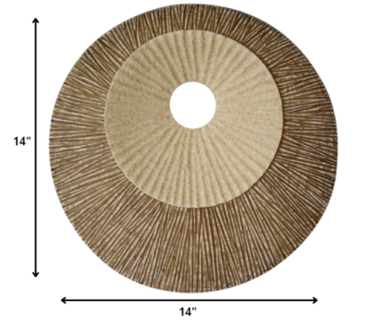 14" X 14" X 2" Brown Round Ribbed  Wall Plaque - Image 6