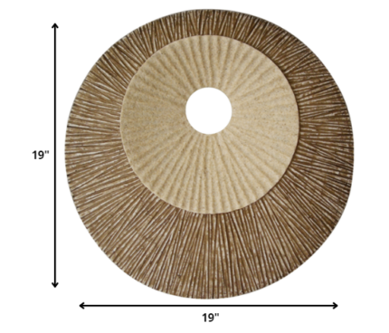 19" X 19" X 2.5" Brown Round Double Layer Ribbed  Wall Plaque - Image 6