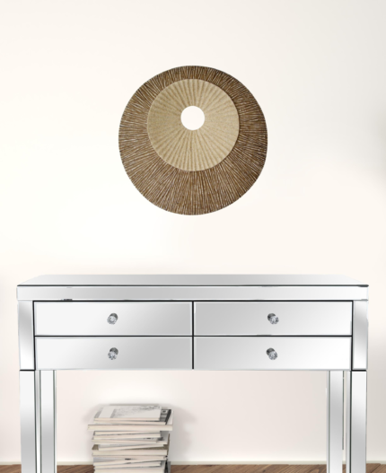 19" X 19" X 2.5" Brown Round Double Layer Ribbed  Wall Plaque - Image 4